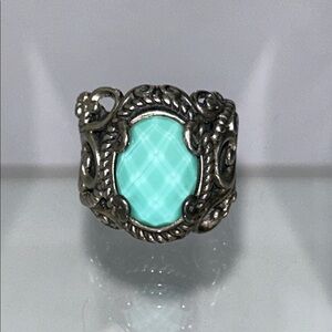 NWOT Genuine Turquoise Doublet Filigree Scroll Ring By Designer Carolyn Pollack